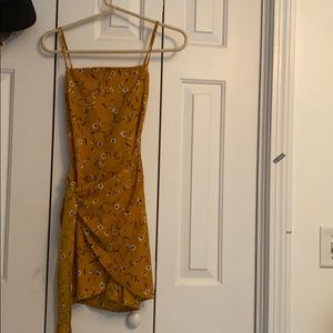 Yellow tie front dress